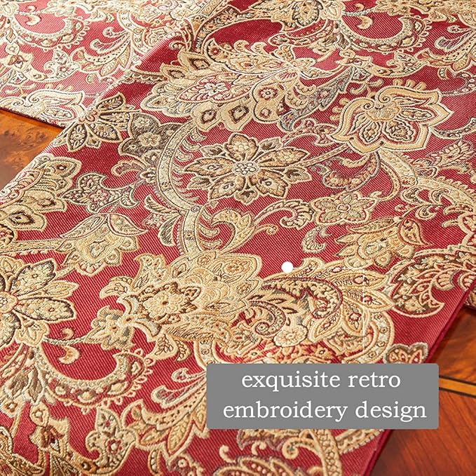 Luxury Retro placemats for Dinner Table Set of 6,Machine Washable Fabric Placemats Non-Slip Heat Resistant Indoor Dining Table mats placemats (Red, Set of 6)