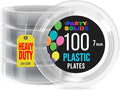 Clear Plastic Plates For Party 7" Clear Disposable Plates Heavy Duty 100 Pcs Plastic Dinnerware Sets Heavy Duty 350 GSM Disposable Dinnerware Set