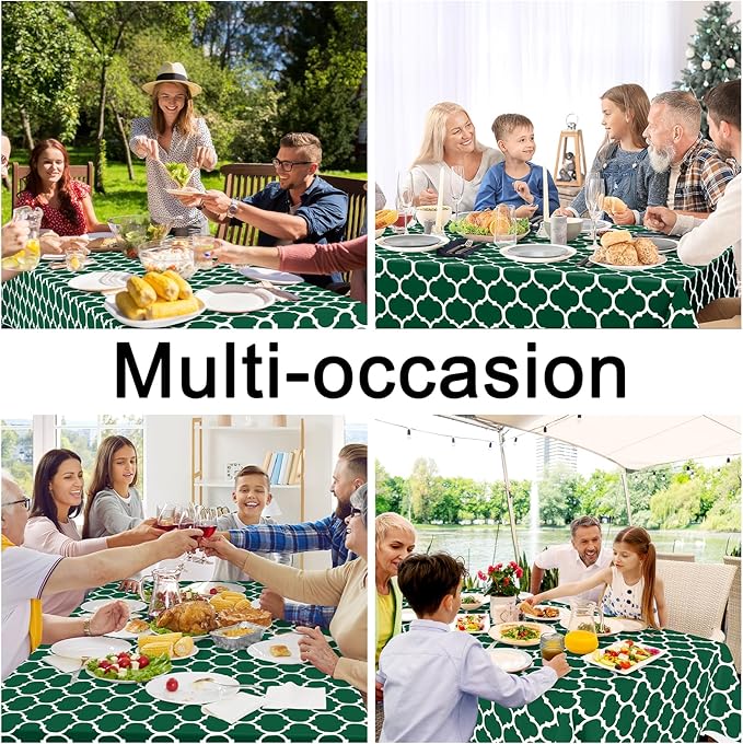 Smiry Square Table Cloth, Waterproof Vinyl Tablecloth with Flannel Backing for Square Tables, Wipeable Spillproof Plastic Tablecloths for Dining, Camping, Indoor and Outdoor (54"x54", Emerald Green)