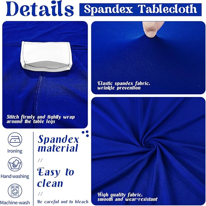 HAISIWLKJ 3 Pack Table Cloth 6ft Royal Blue Tablecloths for Rectangle Folding Table Spandex Fitted Stretch Wrinkle Resistant Washable Tablecover Protector for Party, Wedding, Banquet, Festival