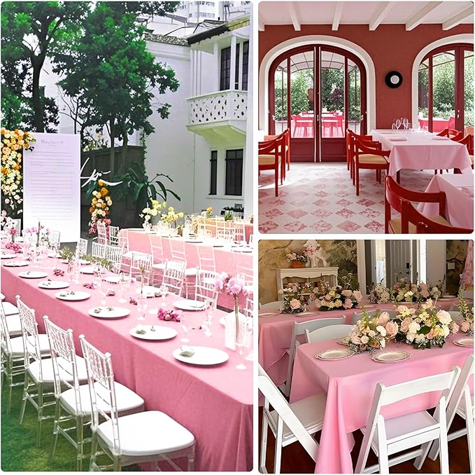 8 Pack Pink Tablecloth 60 x 126 Inch Rectangular Valentine’s Day Table Cloth for 8 Foot Rectangle Tables, Wrinkle Resistant Washable Fabric Polyester Table Covers for Wedding Party Banquet Buffet