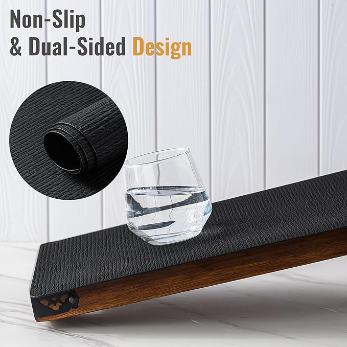 Jovono Faux Leather Placemats Set of 6, Waterproof Washable Table Mats, Easy-Clean Heat Resistant Kitchen Vinyl Place Mat for Dining Table, Restaurant, Indoor, 17.8"x11.8", Black