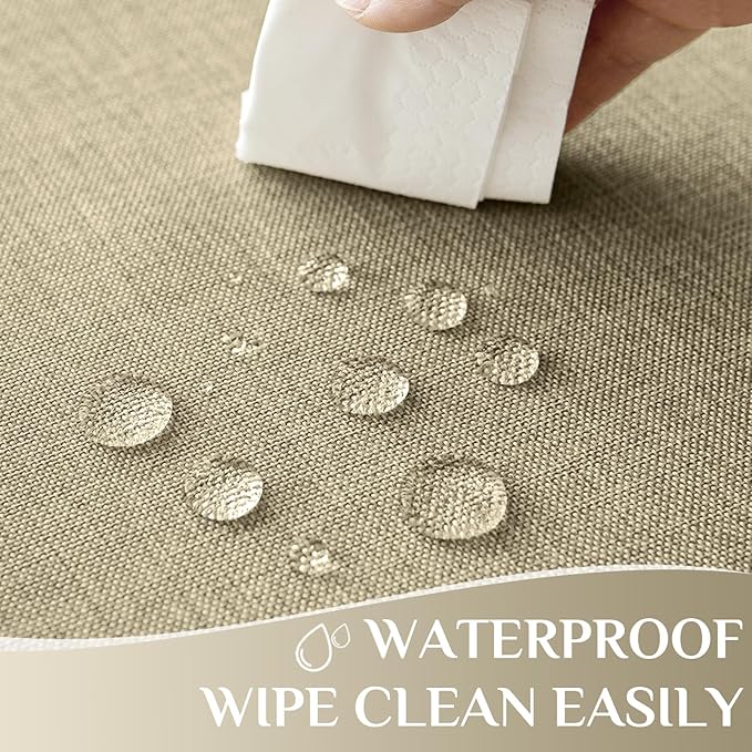 Softalker Rectangular Tablecloth 60x120 inch Faux Linen Table Cloth Outdoor Waterproof Stain and Wrinkle Resistant Table Cover for 6/8/10 Foot Rectangle Large Tables for Party Graduation, Khaki