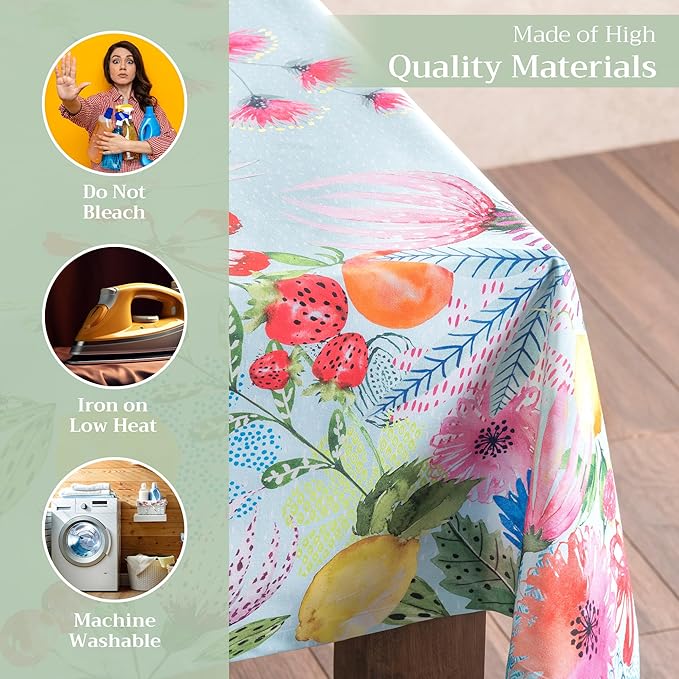 Maison d' Hermine Table Cloth Rectangle Table 100% Cotton 54 x 72 Inches Tablecloth Reusable Decorative for Dining Room Farmhouse Home Valentines Day Decorations Spring Summer - Jardin D'Ete - Mint