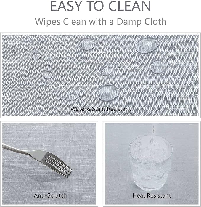 Textured Rectangle Tablecloth 60x144 inch Table Cloth Water Resistant Wrinkle Free Spill-Proof, Decorative Fabric Table Cover Washable for Banquet Parties Event Holiday Dinner, Light Grey