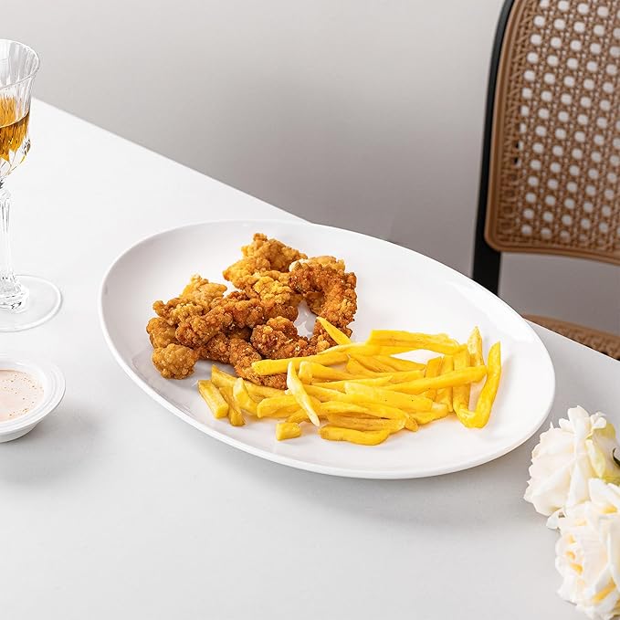 Serving Platters Set of 2 – 14 Inch Oval White Serving Platters, Large Porcelain Serving Platter Set for Party, Appetizers, Charcuterie, Sushi & Dessert, Microwave & Dishwasher Safe