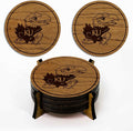 LazerEdge Kansas Jayhawks Wooden Coaster Set - Cherry Wood - Officially Licensed Product - 4-Pack