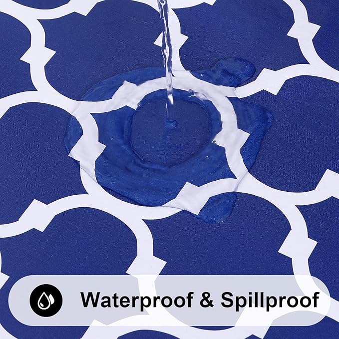 Smiry Square Tablecloth, Waterproof Vinyl Tablecloths with Flannel Backing for Square Tables, Wipeable Spillproof Plastic Tablecloth for Dining, Camping, Indoor and Outdoor (60"x60", Navy)