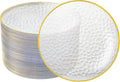 100PCS Clear and Gold Plastic Plates, 7 Inch Disposable Dessert Plates with Gold Rim, Heavy Duty Stone Texture Plastic Plates for Party and Weddings