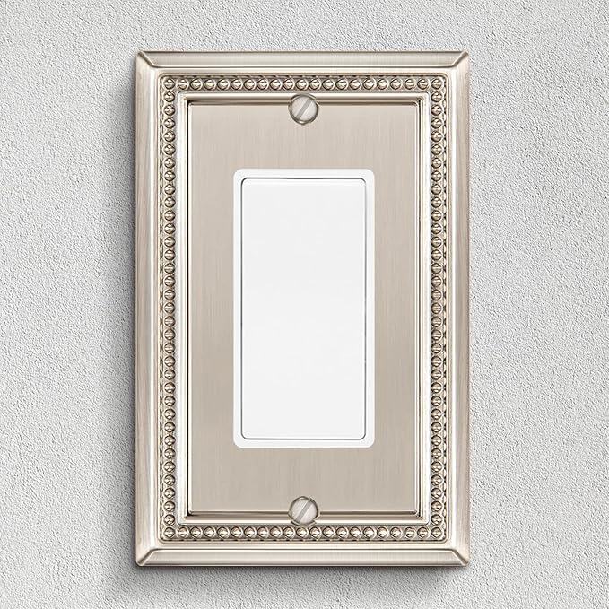 Henne Bery Sunken Pearls Heavy Duty Decorative Wall Plate Switch Plate Outlet Cover (Single Decorator, 2 Pack, Satin Nickel)