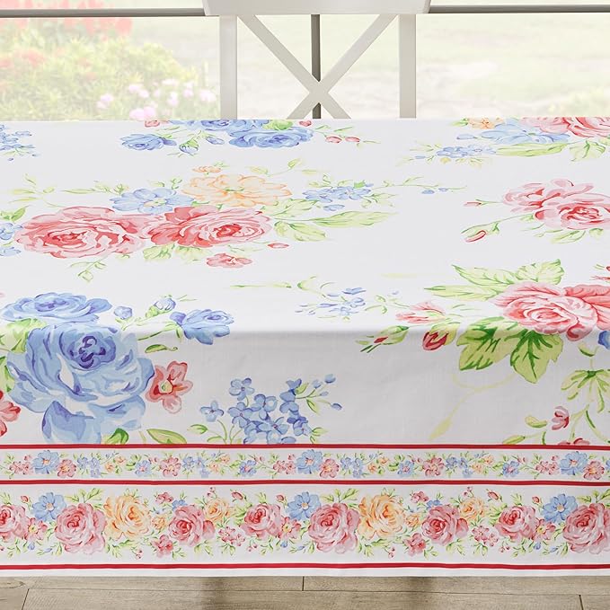 Maison d' Hermine Table Cloth Rectangle Table 100% Cotton 70 x 108 Inches Tablecloth Reusable Decorative for Dining Room Farmhouse Home Valentines Day Decorations Spring Summer - Vintage Floral
