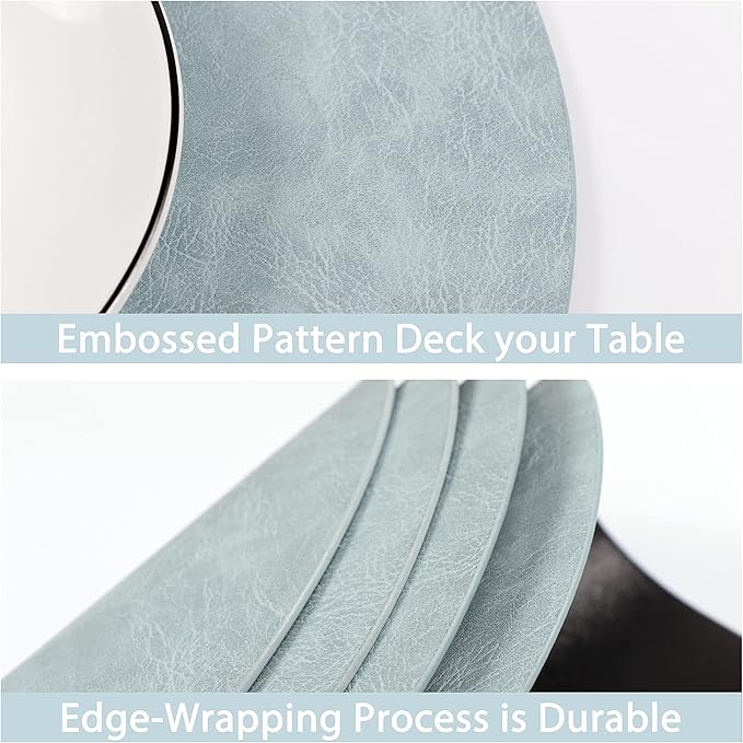 Set of 8 PU Leather Placemats, Waterproof Coffee Coasters, Kitchen Table Mats, Easy to Wipe Off for Dining Round Table