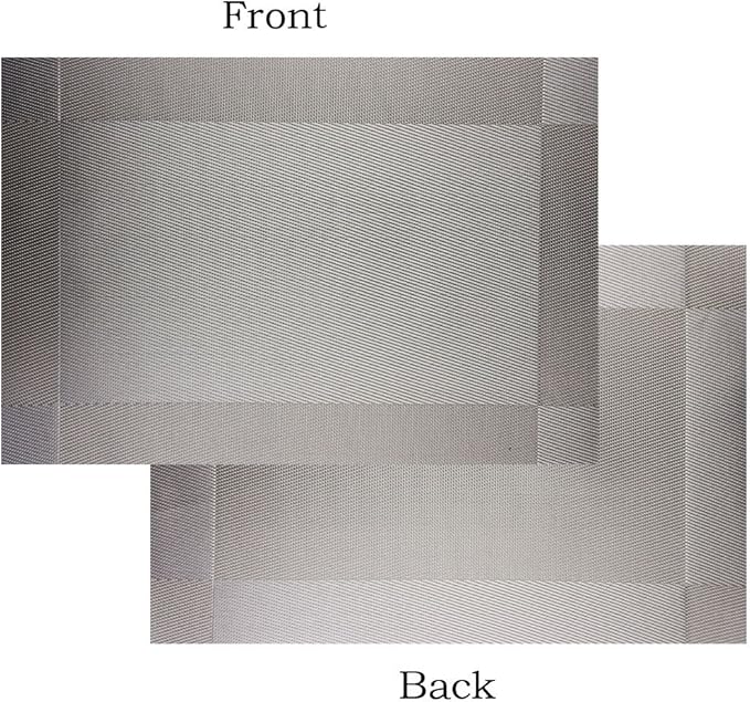 Placemats Washable Easy to Clean Woven Vinyl Placemats for Kitchen Table Heat-resistand Table placemats Mats 12x18 inches Set of 6 (Grey)