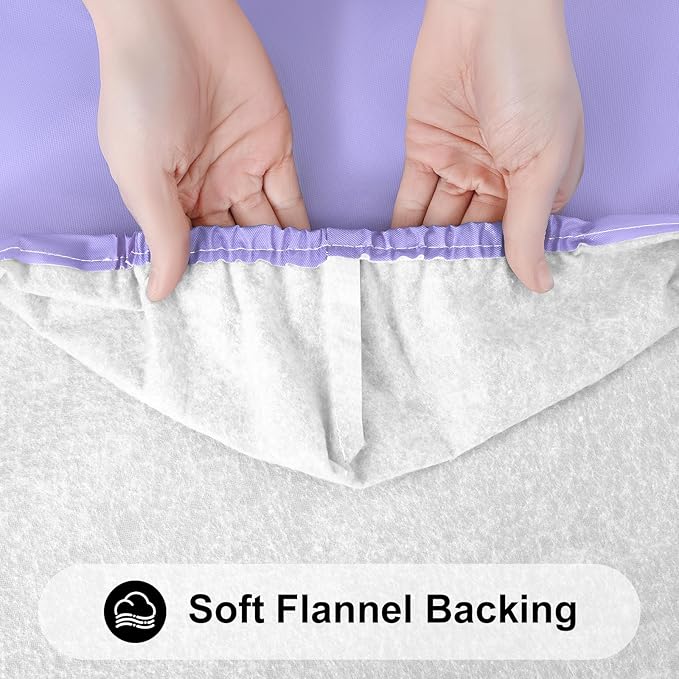 Smiry Rectangle Tablecloth, Elastic Fitted Flannel Backed Vinyl Tablecloths for 4ft Folding Tables, Waterproof Wipeable Table Covers for Indoor, Outdoor, Picnic and Camping (Lavender, 30"x48")