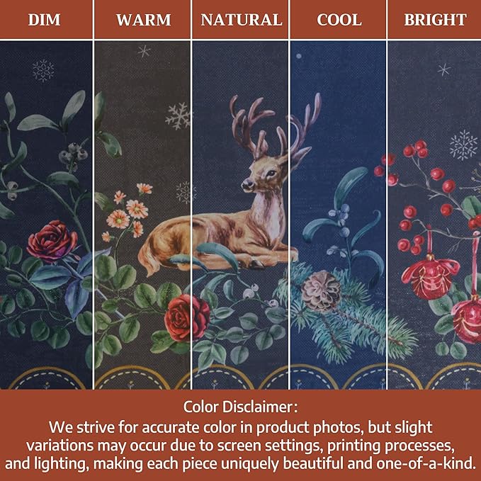 Maison d' Hermine Table Cloth Square Table 100% Cotton 54 x 54 Inches Fall Tablecloth Reusable Everyday Use for Thanksgiving Christmas Decorations Dining Farmhouse Party (Christmas Joy)