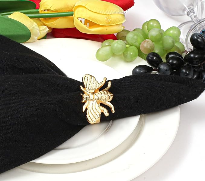 Lightnpro Gold Napkin Rings (Set of 12) - Coastal Christmas Table Decorations - Nautical Place Settings for Holiday Parties, Dinner, Kitchen & Home Dining - Perfect Wedding Ring Holder
