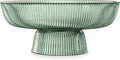 Navaris Glass Fruit Bowl - Decorative Fluted Colored Table Centerpiece Dish - 10.2" Diameter Green Tinted Bowl for Snacks and Candy