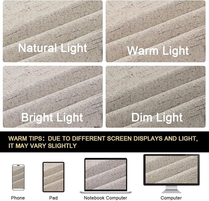 PrinceDeco 100% Blackout Curtains for Bedroom 84 Inches Long Linen Blackout Thermal Drapes Privacy Protection Room Darkening Window Curtain with White Liner, 2 Panels Set, W42 X L84,Stone