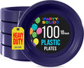 Exquisite Party Solids Navy Plastic Plates For Party 10" Navy Disposable Plates Heavy Duty 100 Pcs Plastic Dinnerware Sets Heavy Duty 350 GSM Disposable Dinnerware Set