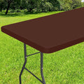 Smiry Rectangle Tablecloth, Elastic Fitted Flannel Backed Vinyl Tablecloths for 5ft Folding Tables, Waterproof Wipeable Table Covers for Indoor, Outdoor, Picnic and Camping (Coffee, 30"x60")