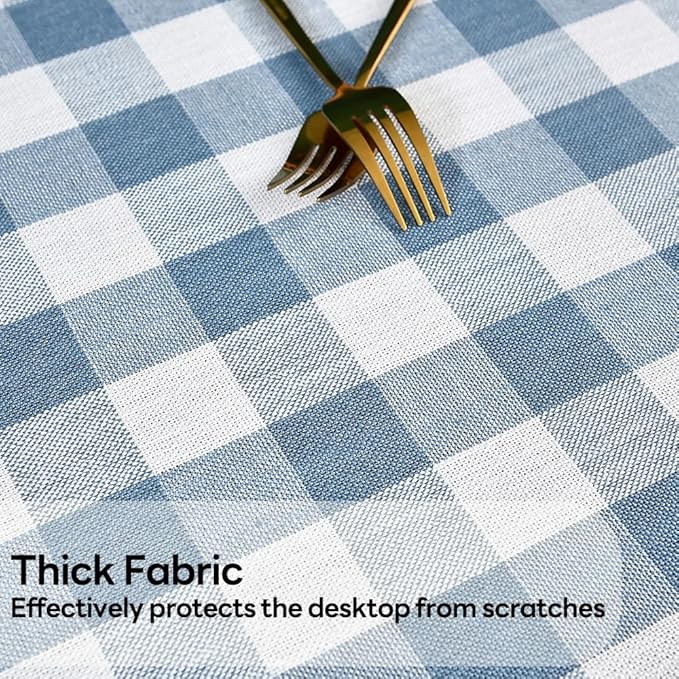 Gingham Tablecloth Rectangle Table Cloth Heavy Duty Cotton Checkered Table Cover for Spring Picnic Kitchen Dining(C-Sky Blue, 52x120 inch)