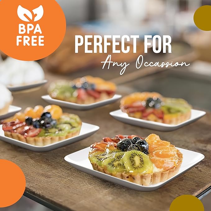 Exquisite Tiny Mini Dessert Plates - 120 Pack 2.4 In. x 2.4 In. White Disposable Appetizer Plates - Small Plastic BPA Free for Weddings