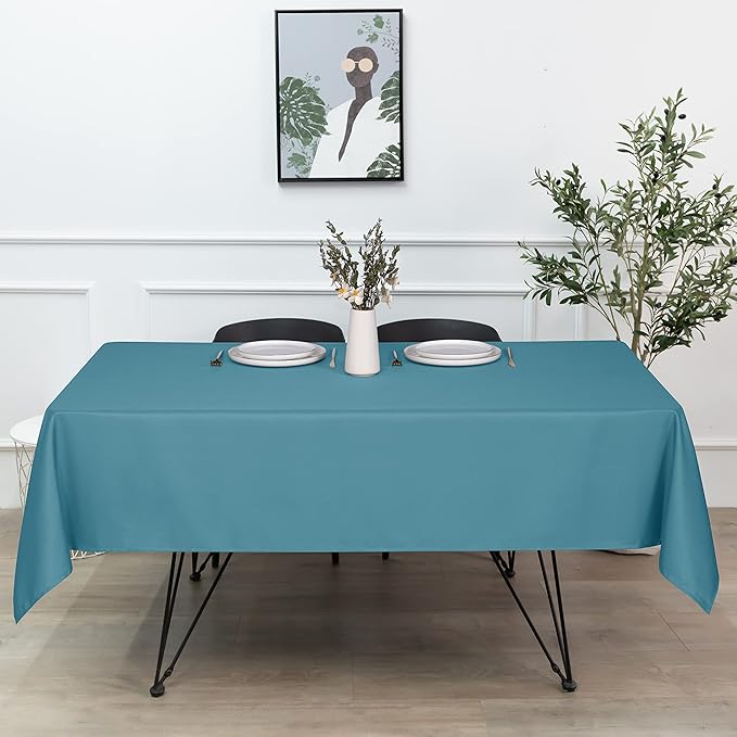 sancua Square Tablecloth - 70 x 70 Inch - Stain and Wrinkle Resistant Washable Polyester Table Cloth, Decorative Fabric Table Cover for Dining Tables, Buffet Parties and Camping, Teal
