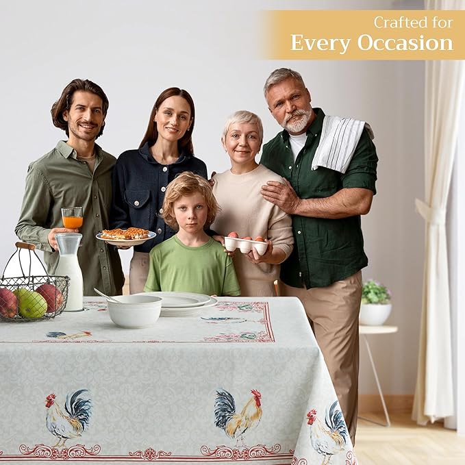 Maison d' Hermine Table Cloth Square Table 100% Cotton 60 x 60 Inches Tablecloth Reusable Decorative for Dining Room Farmhouse Home Valentines Day Decorations Spring Summer - Campagne