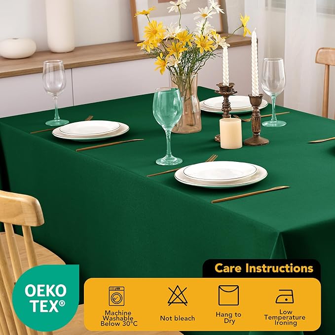 6-Pack Hunter Green Tablecloths for Square Tables, 70 x 70 Inches, Stain-Resistant Polyester Fabric for 3 Foot Tables - Washable Table Covers for Weddings, Banquets, Birthday Parties, Events