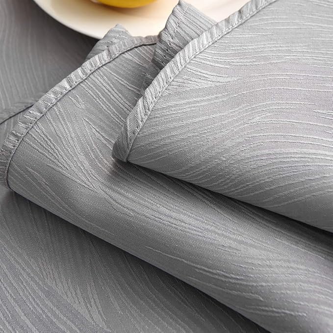 maxmill Round Jacquard Tablecloths Swirl Pattern Spillproof Wrinkle Free Heavy Weight Soft Table Cloth for Circular Table Cover of Buffet Banquet Parties Holiday Dinner Round 90 Inch Light Grey