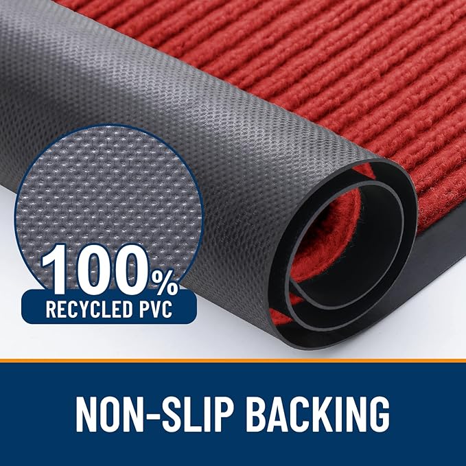 OLANLY Front Door Mat Indoor Outdoor Entrance, Waterproof Heavy Duty Doormat, Fade Resistant, Low Profile, Easy Clean Patio Porch Welcome Floor Mats for Entry, 71x30, Red
