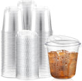 Baderke 100 Pcs Plastic Cups with Sip Lids Round Bottom Disposable Plastic Coffee Cups with Lids Clear Strawless Crystal Mugs for Iced Coffee Smoothie Cold Beverage Party Catering Supplies (10 oz)