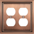Henne Bery Sunken Pearls Heavy Duty Decorative Wall Plate Switch Plate Outlet Cover (Double Duplex, Antique Copper)