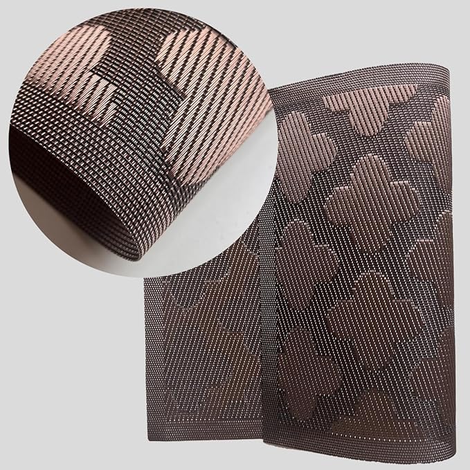 Elegant Placemats Vinyl Woven Heat-Resistant Placemats Set of 6 Washable Easy to Clean Table Mats for Dining Room and Decorate (Brown)