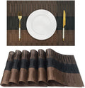 HeloHo Brown Black Placemats Set of 6 Washable Placemats Vinyl Woven Table Mats Wipeable Placemat for Kitchen Dining Table Decoration Indoor Outdoor