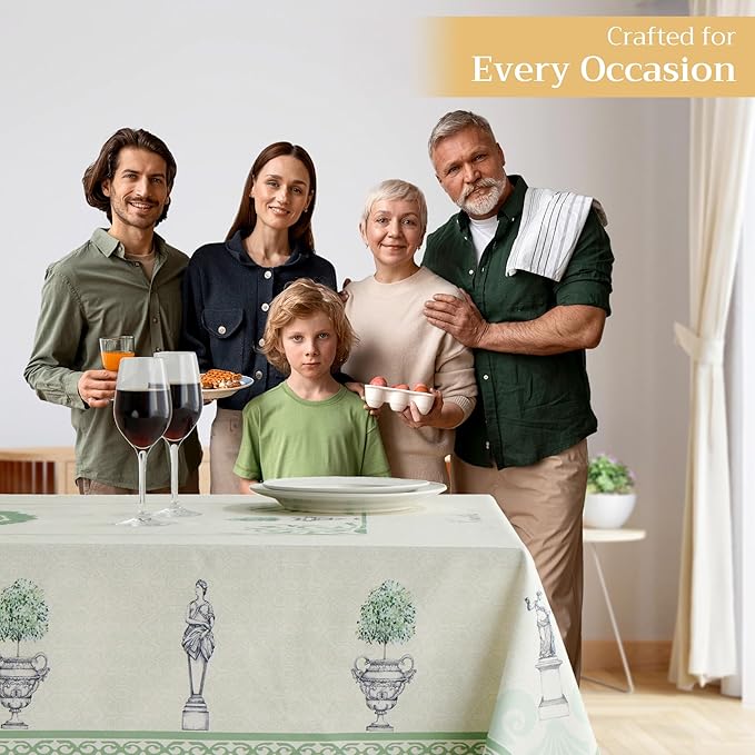 Maison d' Hermine Table Cloth Square Table 100% Cotton 54 x 54 Inches Tablecloth Reusable Decorative for Dining Room Farmhouse Home Valentines Day Decorations Spring Summer - Jardin Du Roy