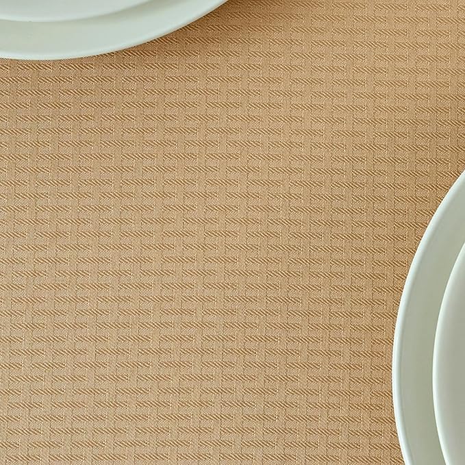 maxmill Jacquard Tablecloth Stain Resistant Waterproof Wrinkle Resistant Spillproof Washable Soft Weaved Texture Table Cloth for Dining Room, Indoor Outdoor Use, Rectangle 60 x 140 Inch, Beige