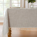 JIALE Textured Tablecloth, Heavy Duty Linen Style Farmhouse Table Cloth Rectangle Table, Wrinkle-Free Washable Waterproof Table Cover for Kitchen, Dining, Parties, 55"x75", Light Brown