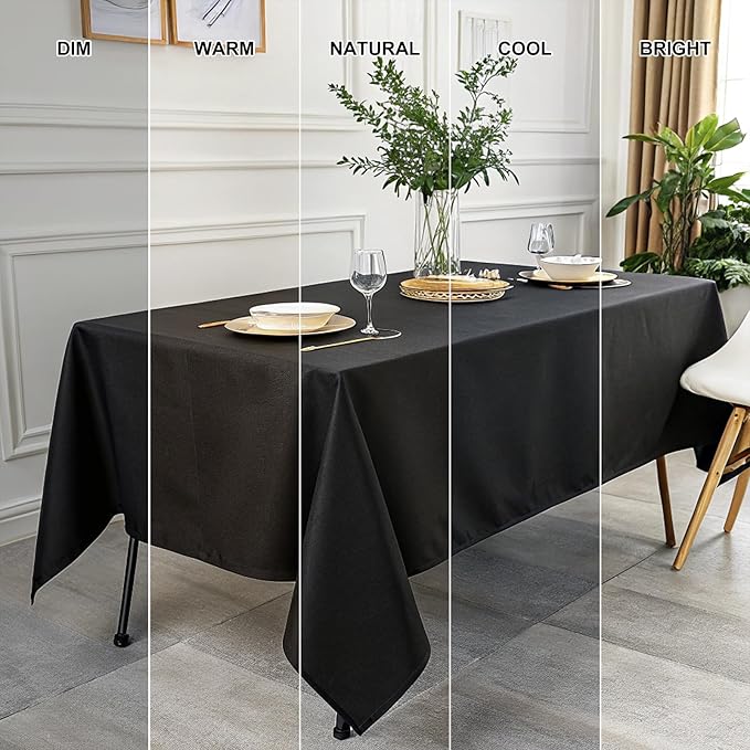 Smiry 4 Pack Rectangle Table Cloth, Waterproof Anti-Scratch Polyester Tablecloth, Decorative Washable Fabric Table Cover for Dining, Buffet, Parties and Outdoor, 54x78, Black