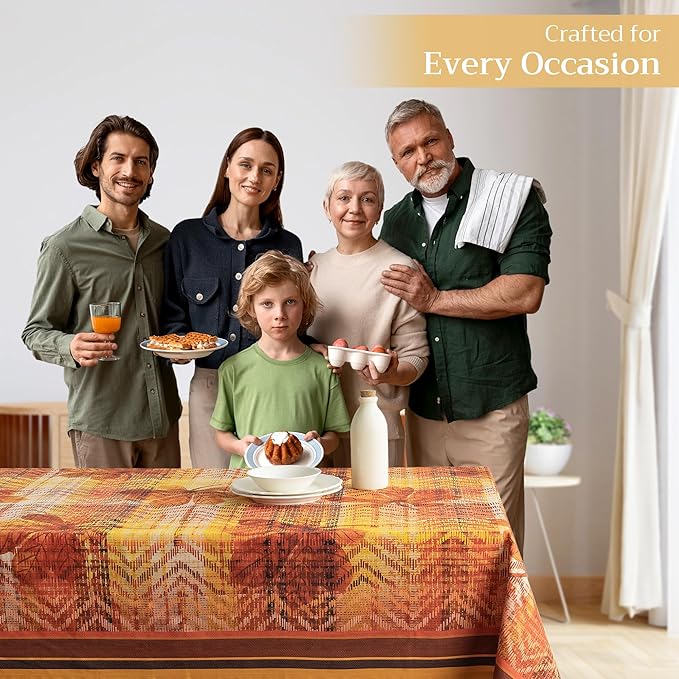 Maison d' Hermine Table Cloth Rectangle Table 100% Cotton 70 x 90 Inches Fall Tablecloth Reusable Everyday Use for Thanksgiving Christmas Decorations Dining Farmhouse Party (Thanksgiving Tartan)