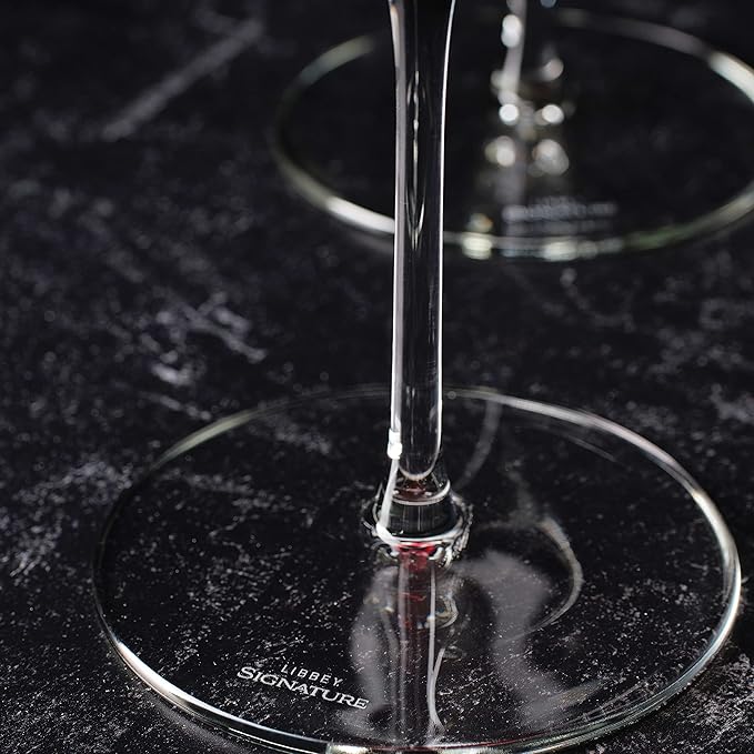 Libbey Signature Red Wine Glasses Set of 4, Seamless 24 Oz Wine Glasses for Cabernet, Merlot, and More, Stemmed Wine Glasses for All Occasions