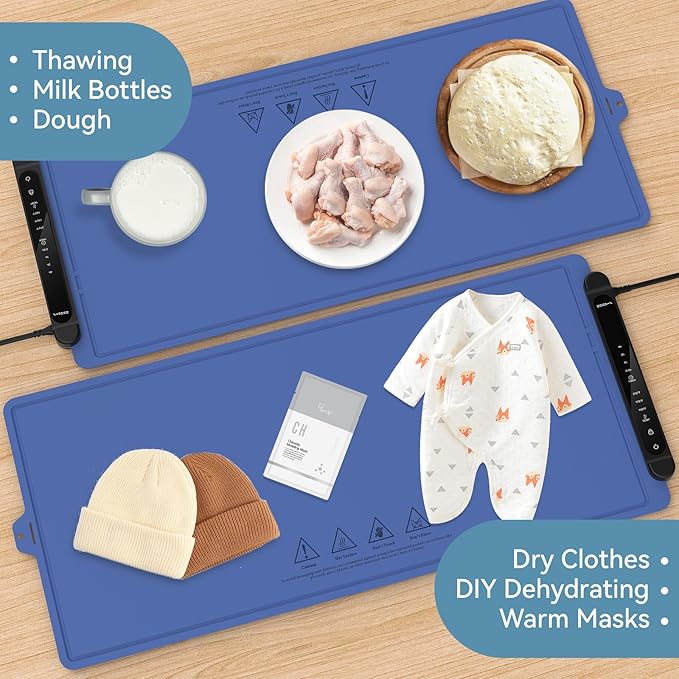 Warming Mat for Food Extra Large: 36"X16" Adjustable Silicone Food Warming Mat Heating Pad Food Warming Pad for Kitchen Counter Warming Trays for Buffets Party Hot Plates for Countertop Family Blue