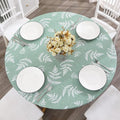Walrus Round Vinyl Fitted Tablecloth with Flannel Backing Elastic Edge Design Table Cover Waterproof Oil-Proof PVC Table Cloth Stain-Resistant Best for 45"-56" Round