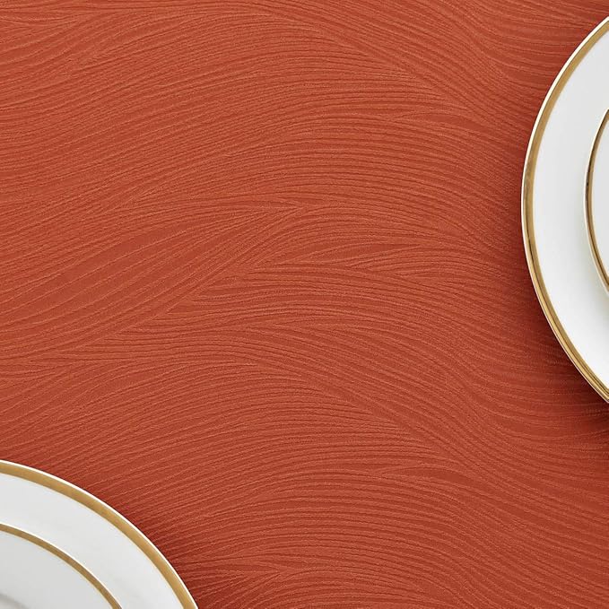 maxmill Square Tablecloth Swirl Design Water Resistance Antiwrinkle Soft Halloween Decorative Fabric Table Cloth for Fall Harvest Thanksgiving Parties Event Holiday Dinner, Square 60 x 60 Inch Rust
