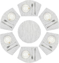 SHACOS Round Table Placemats Set of 7 Wedge Shaped Place Mat with Round Centerpiece Mat Heat Resistant Table Mats Washable (7, Gray White)