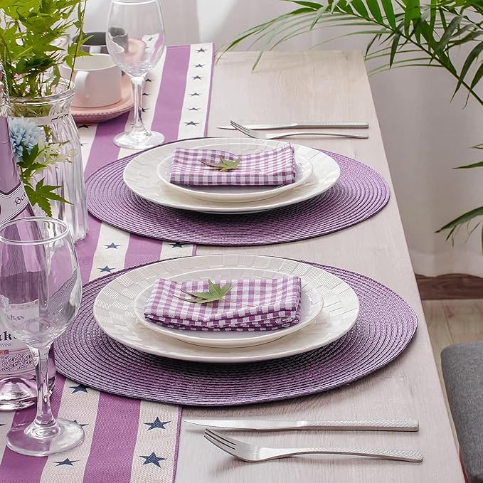 AHHFSMEI Round Braided Placemats 15 Inch Round Table Mats for Dining Tables Natural Woven Heat Resistant Place mats Set of 4 (Plum Purple,4)
