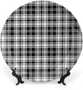 Ceramic Display Plate, Abstract Decor Ceramic Hanging Decorative Plate, British Tartan Stripes Pattern, 8 Inch, Household Custom Ceramic Plate, Black White