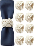 ALPHA Living HOME 8 Pcs Jute Napkin Rings Decorative Napkin Holder Serviette Buckles for Wedding Party Dinner Table Decor Anniversary Birthday Romantic Dinner Holiday, Wedding Daily Use (Off White)