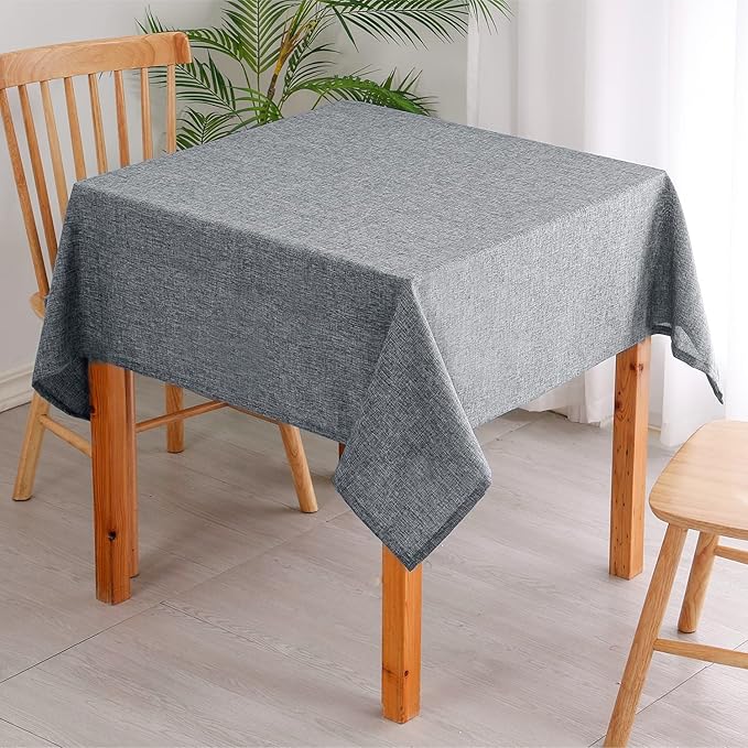Hiasan 2 Pack Faux Linen Square Tablecloth - Wrinkle and Stain Resistant Washable Table Cloth for Kitchen Dining Room Holiday Table Cover for Party Dinner, Grey, 30 x 30 Inch