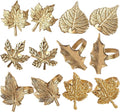 CLEENTABLEThanksgiving Napkin Rings Set-12 Pcs Fall Napkin Holders Metal Leafs Rings Holders Buckle Table Decor for Autumn Thanksgiving Halloween Wedding Home Party Supplies Antique Gold